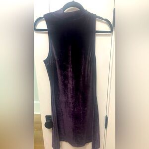 Weekend Vintage Deep Purple High Neck Velvet Dress